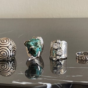 Fashion .925 Sterling Silver Size 7 Set of 4 Women Rings