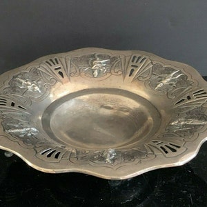 Antique Indian Hindu Silver Footed Repousse Ganesha Bowl 282 Grams