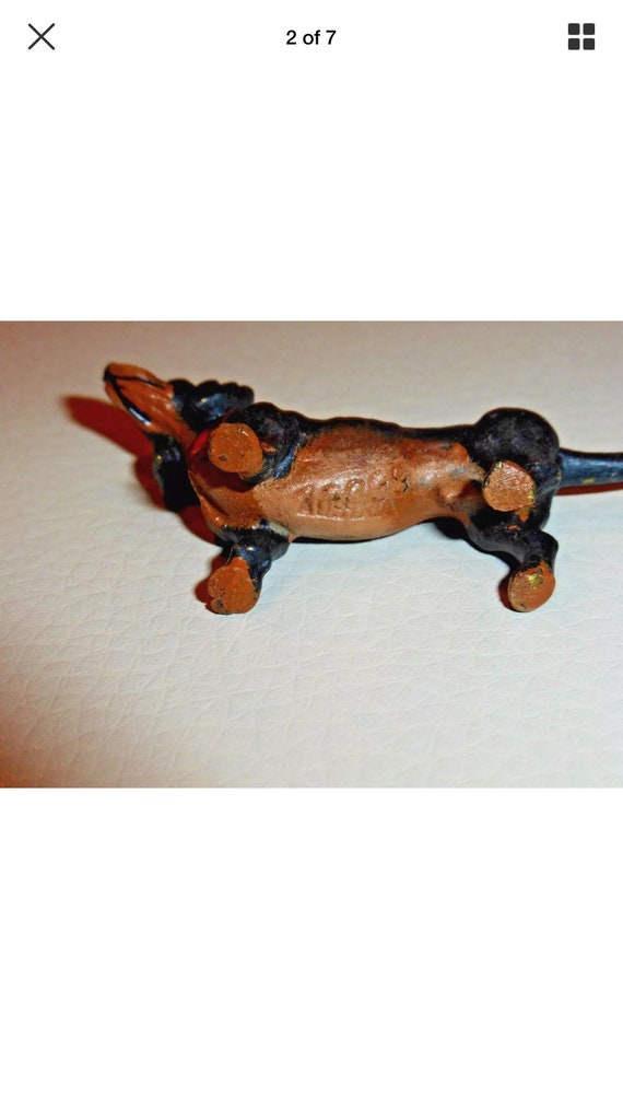 ANTIQUE VIENNA BRONZE Miniature of Dachshund Dog Stamped and