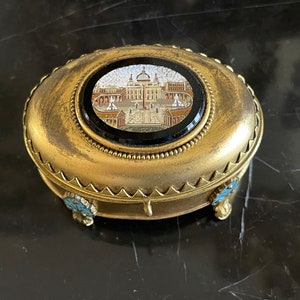 Antique Micromosaic Enameled Footed Box of St Peter's Basilica Vatican City