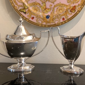 Antique Smith Patterson and Co Sterling Silver Creamer & Sugar Bowl 536 Grams