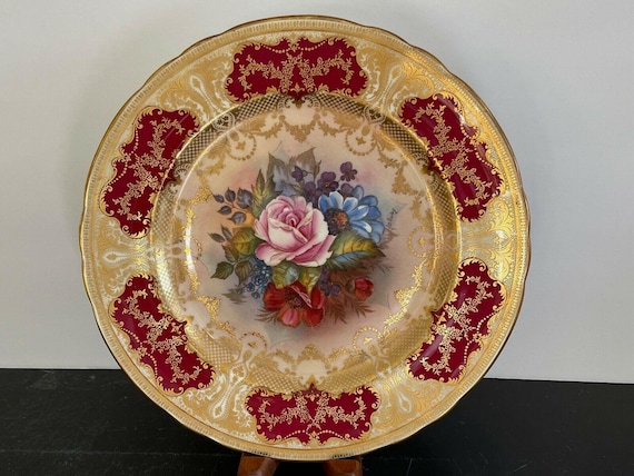 Aynsley England Bone China Signed by J. A. Bailey Cabbage Rose