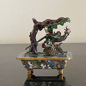 Circa 1900's Chinese Silver Enamel Cloisonne Peacock Figurine