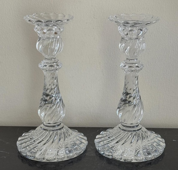 Baccarat Crystal France Bambous Swirl Pair of 9