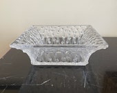 Outstanding Lalique Crystal Raised Roses Design Square Bowl
