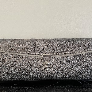 Impressive Authentic Ornate Sterling Silver Clutch Handbag Purse 422 Grams *
