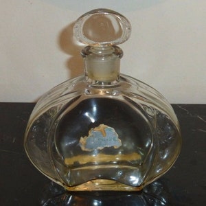 F. Millot Crepe De Chine Rare Empty Perfume Bottle Embossed Floral Design 5 7/8"