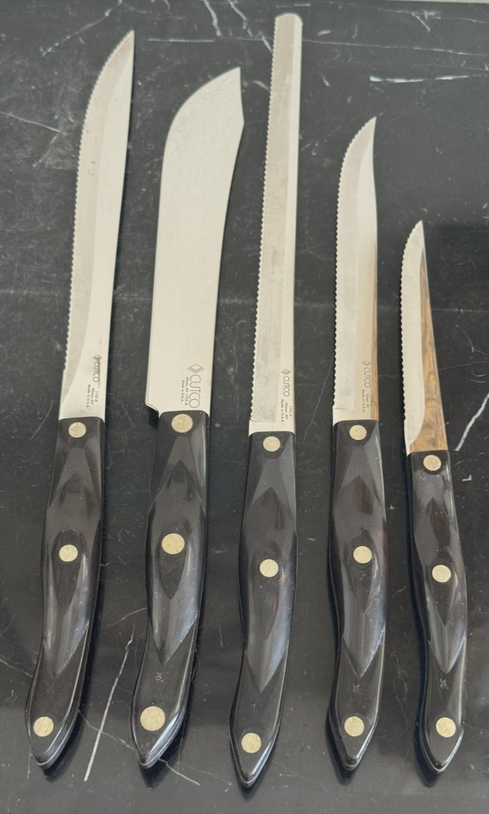 Cutco Set of 5 Knives with Classic Black Thermo‐Resin Handles