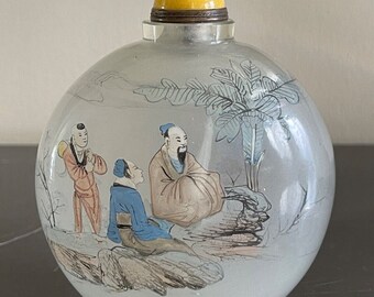 アンティーク嗅ぎタバコ瓶 中国 1950年頃 手描き 桜の花 嗅ぎタバコ瓶