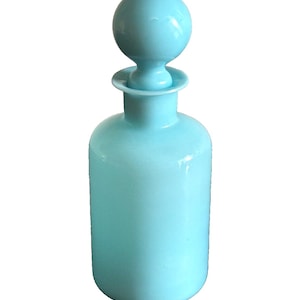 Vintage French Blue Opaline Glass 7" Tall Perfume Scene Bottle