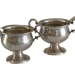 Sterling Silver Footed Creamer Sugar Bowl and Spoon 204 Grams