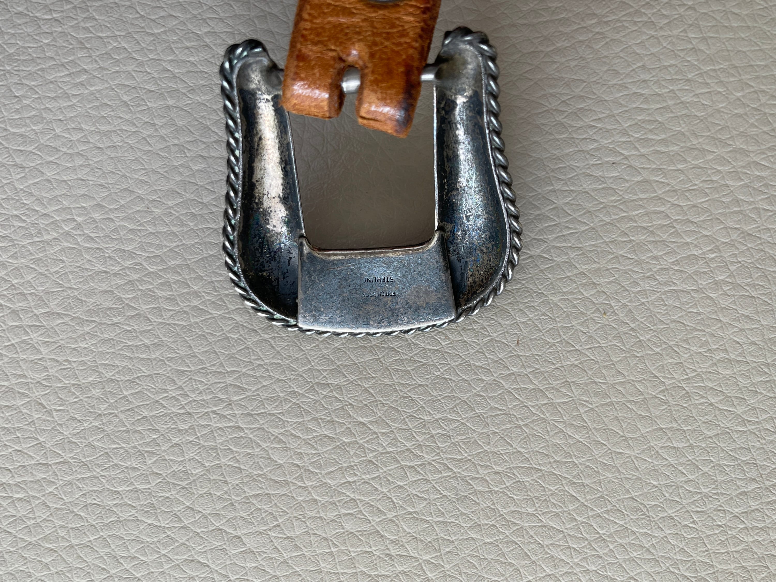 Vintage sterling silver fritch brothers belt buckle & tooled leather belt Vintage Leather Belt Fritch Bros Sterling Silver Buckle | eBay main image 2