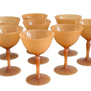 Vintage Set of 8 Golden Amber Opaline 5 5/8" Tall Sherbet Glasses