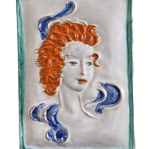 Vintage Goldscheider Vienna Austria Ceramic Plaque Depicting a Woman Portrait