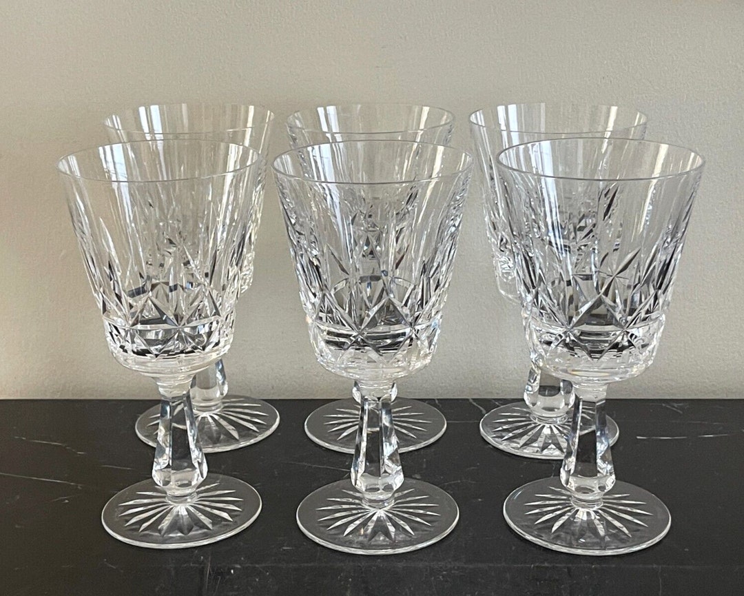 Waterford Crystal Vintage Set of 6 Rosslare Cut Pattern Water Goblet