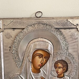 Vintage Greek Byzantine Chased Silver Plated Metal Religious Icon
