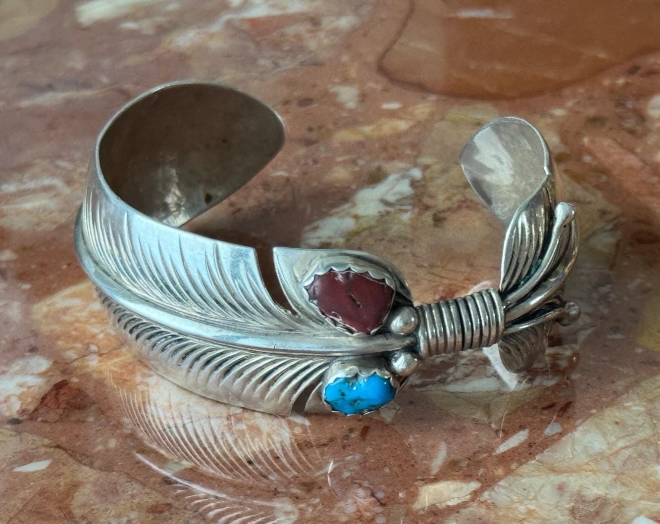 Native American Navajo Robert Vandover Sterling Silver Feather