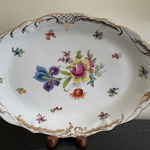 Dresden Porcelain 13.5" Hand Painted Floral Serving Platter