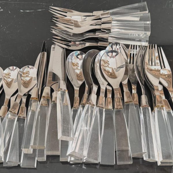 Supreme Cutlery Japan 18-8 Stainless Flatware Pieces & Acrylic Handles - 37 Pcs