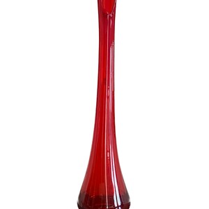 Vintage Mid Century Modern Le Smith Large 29 1/8" Red Glass Vase *