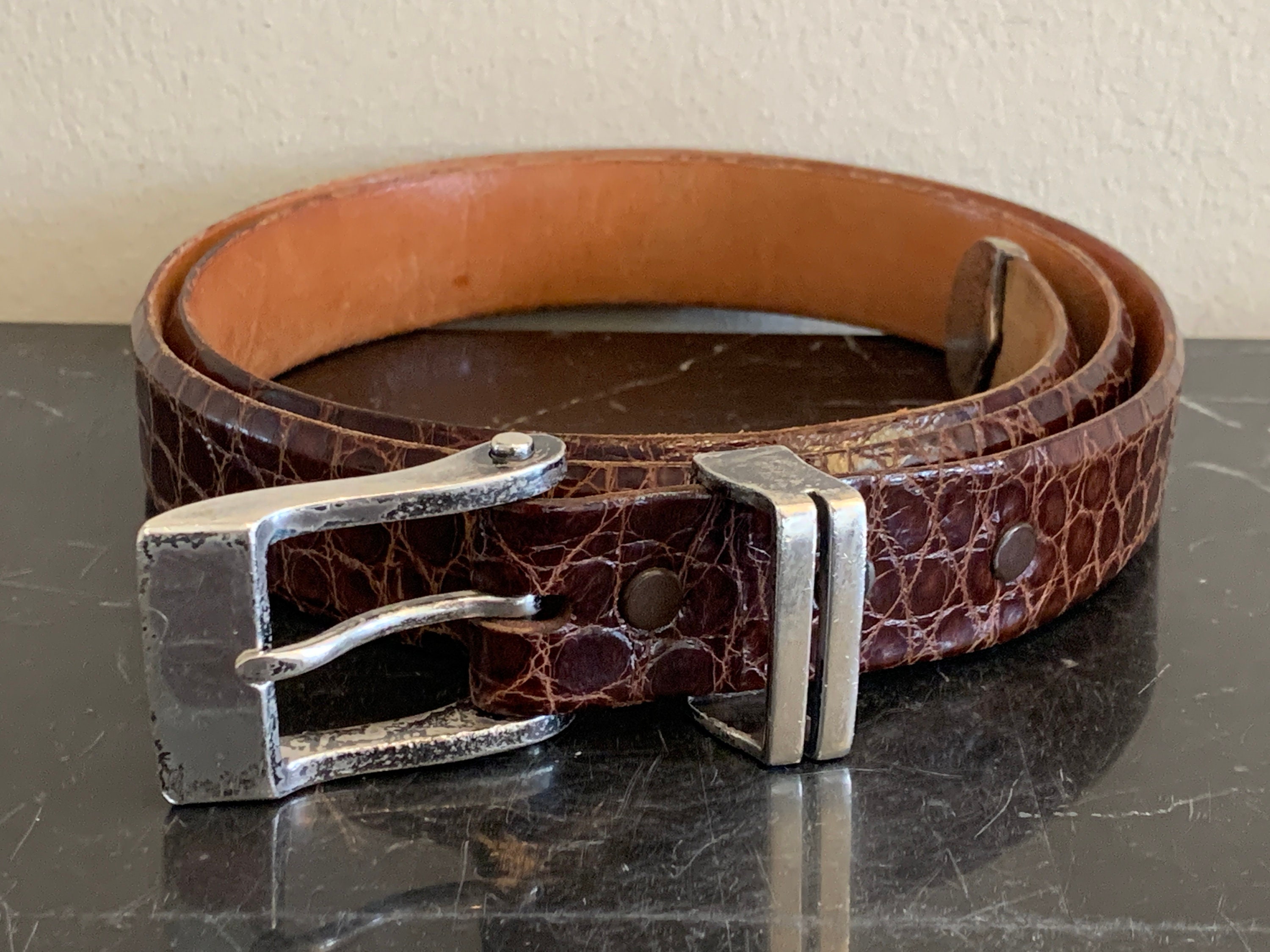 Vintage James Reid Genuine Leather Belt with Sterling Silver | Etsy