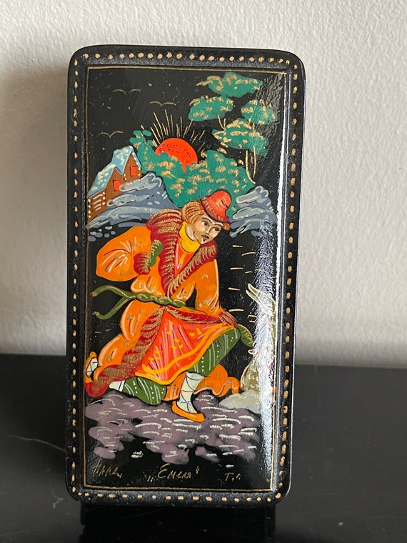 Russian Signed Rectangular Lacquer Box - image 1