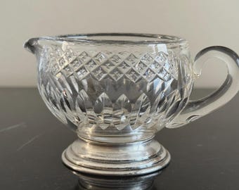 Hawkes zwaar geslepen glazen creamer met sterlingzilveren houder S1258
