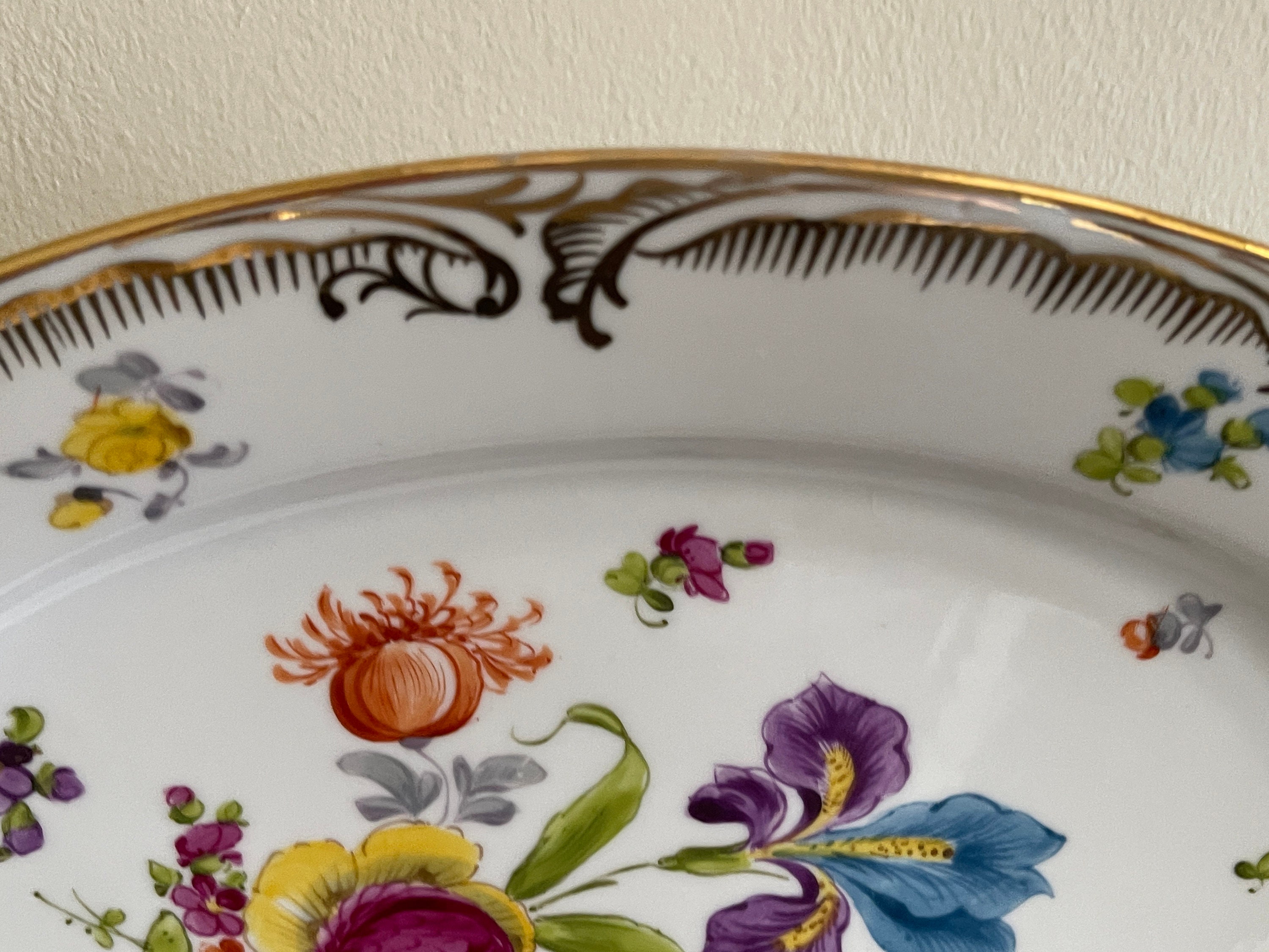 ドレスデン 花柄プレート Dresden Porcelain Hand Painted Floral 11 1/4