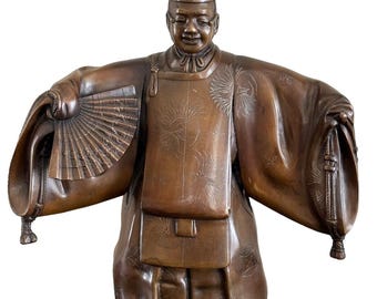Antique Japanese Meiji Period Signed Kabuki Actor Bronze Sculpture