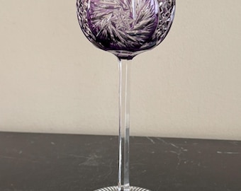 Vintage Amethyst Cut to Clear Wine Glass Goblet