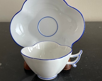 Meissen Porcelain Blue Trim Demitasse Cup and Saucers