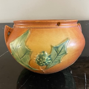 Vintage Roseville Thornapple Pottery Hanging Basket Jardiniere Pot 5 1/4" Tall