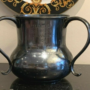 Antique 1908 Doubles Tournament 1st Place Winner Trophy with Webster Mark