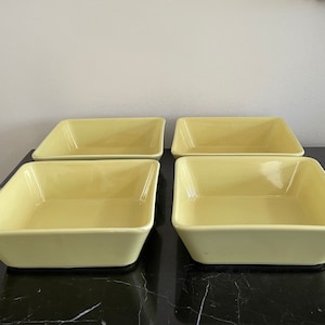 Vintage Arabia Pottery Finland Teema Yellow Kaj Frank 4 Square Serving Bowls