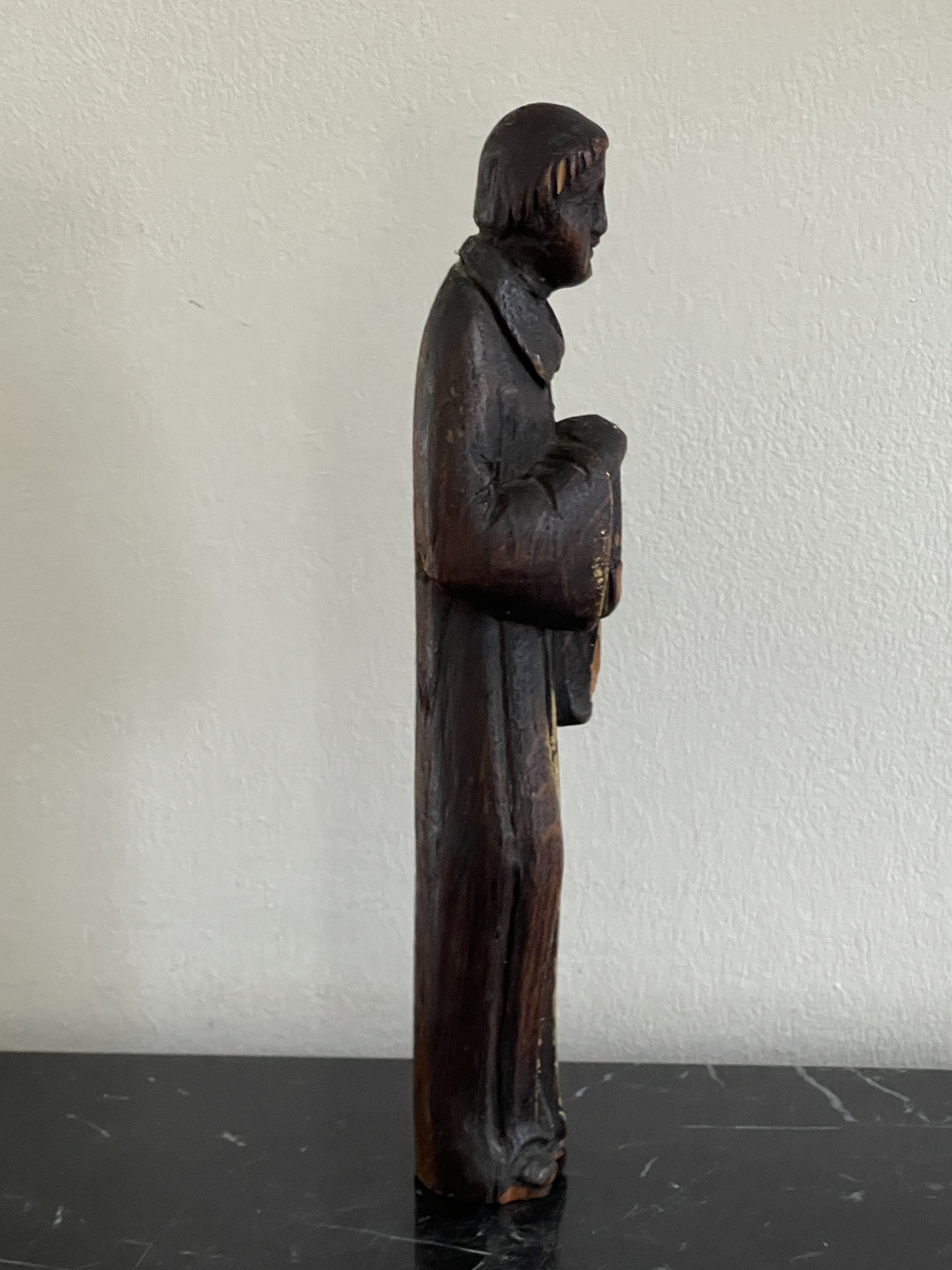 Superb Antique Hand Carved Wood Santos Religious Saint Figurine Statue ...
