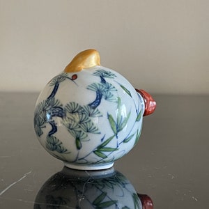 Vintage Chinese Signed Porcelain Unusual Shape Snuff Bottle