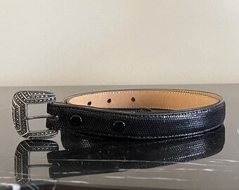 Size 30 Black Leather Belt With Judith Jack Sterling Silver  display picture 1