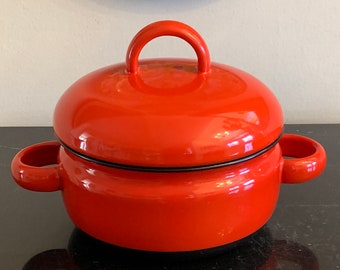 Carl Aubock Ostovics Culinar Auswein Austrian Enamelware Red Lidded Pot