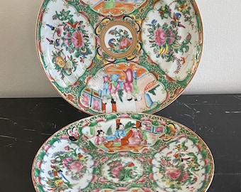 Antique Chinese Finely Hand Painted Famille Rose Plates