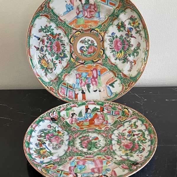 Antique Chinese Finely Hand Painted Famille Rose Plates