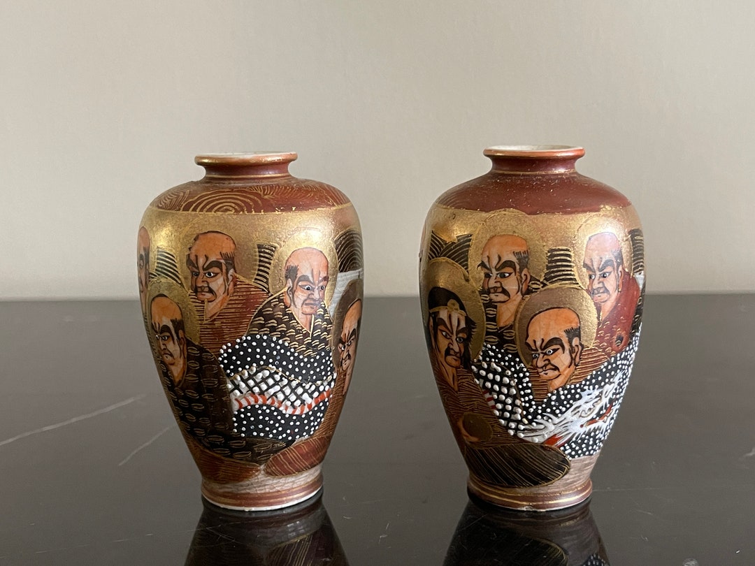 Antique Japanese Satsuma Pair of Vases Etsy