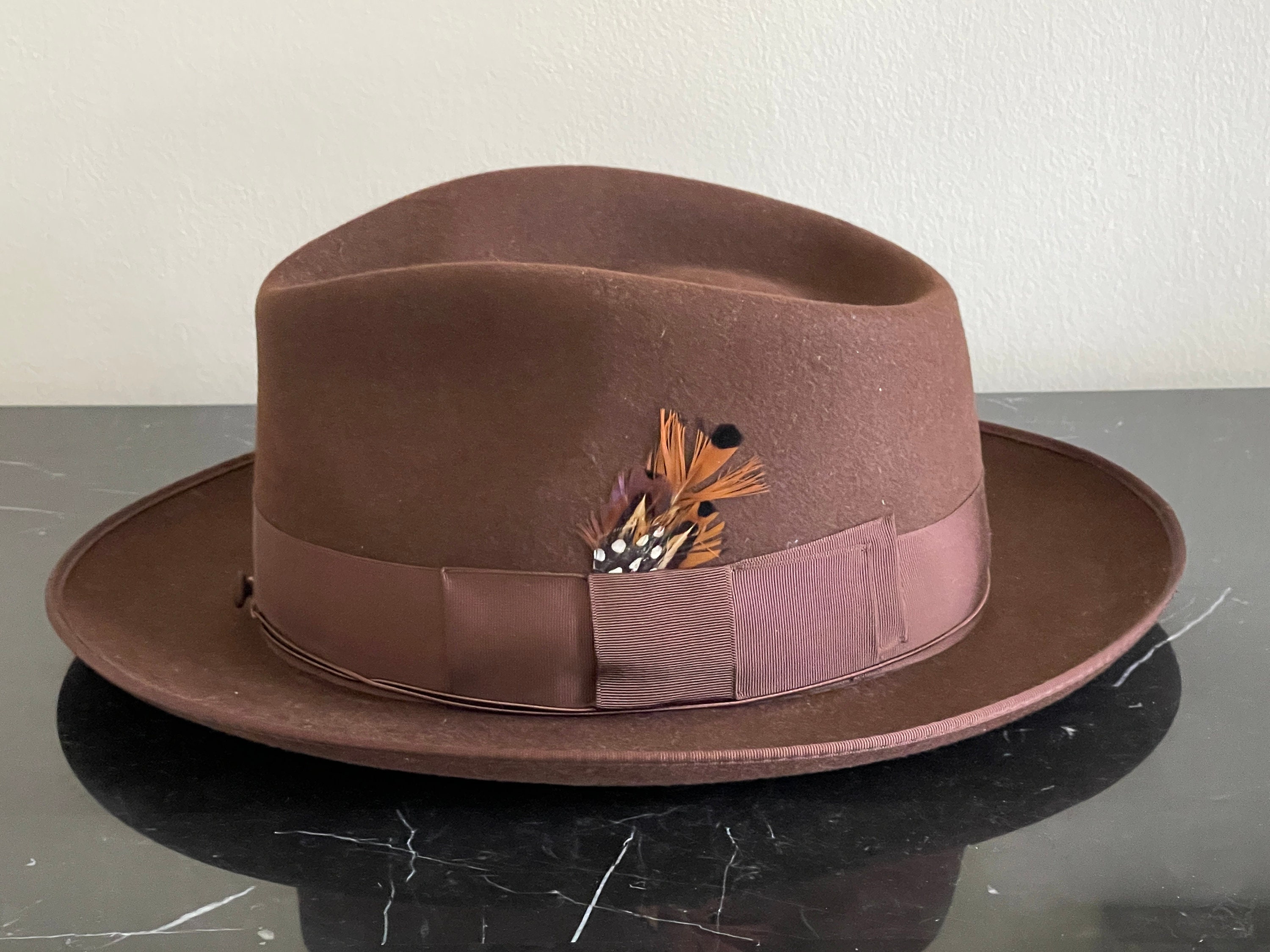 siiilonハット美品 Selentino Brown Fur Felt Men's Hat Made in Czech Republic