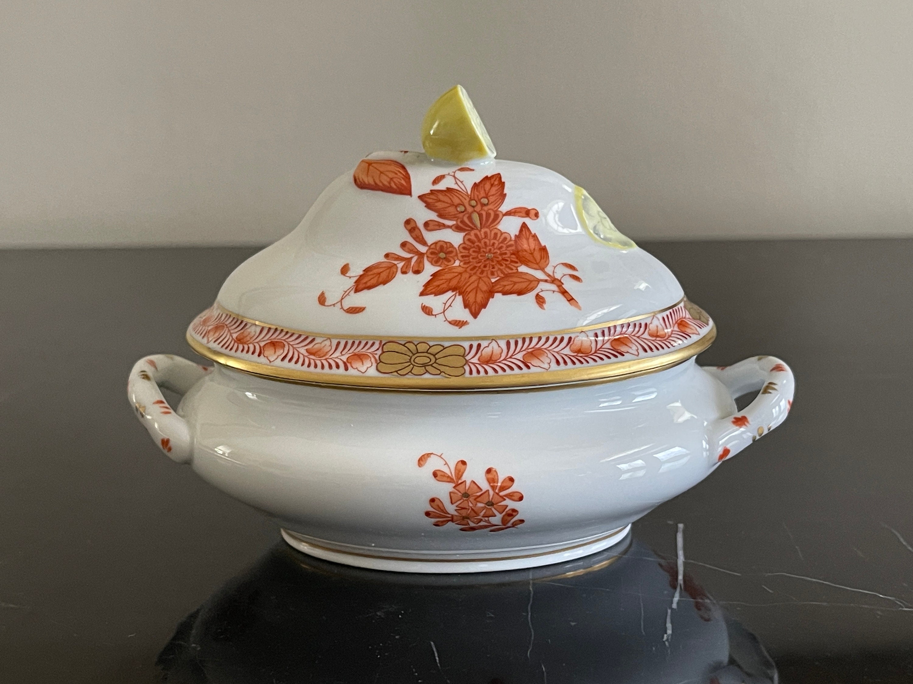 Herend Porcelain Hungary Chinese Bouquet Rust Mini Tureen # 6017