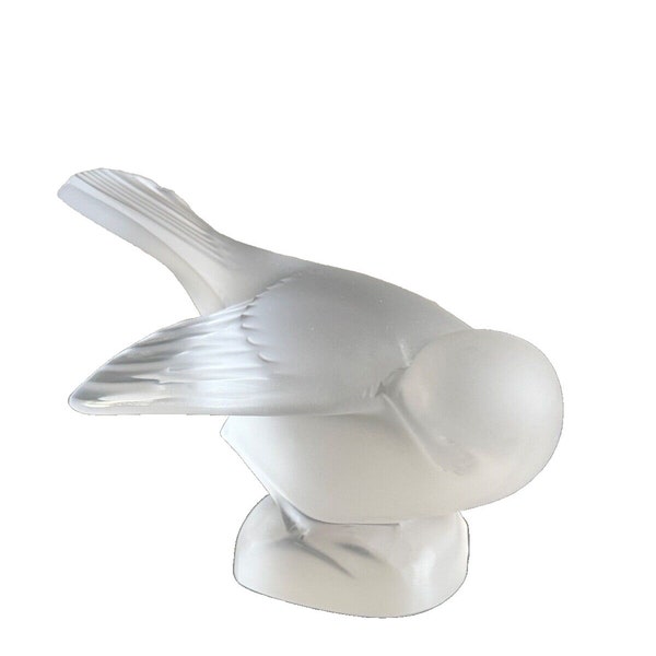 Lalique Crystal France Signed Frosted Bird Paperweight Figurine