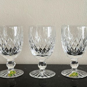 Waterford Crystal Boyne Pattern Set of 3 Claret Wine Glasses 4 3/4" Tall *