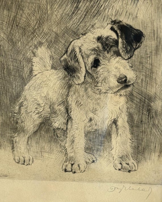 Kurt Meyer Eberhardt Framed Etching Artwork Depicting an Adorable