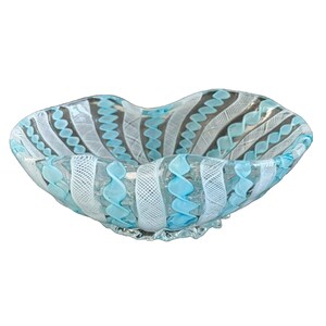 Murano Italy Venini Latticino Hand Blown Glass Decorative Bowl 5 7/8"