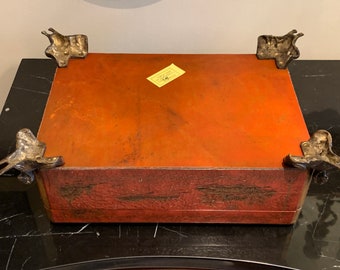 4387【美品】THEODORE ALEXANDER ブックケース 小物入れ Theodore Alexander Chinoiserie Decorative Wood Footed