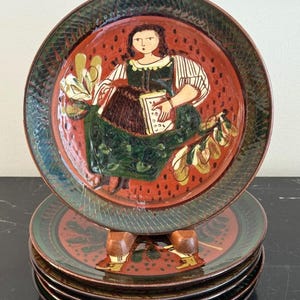 スイス　Schneider工房　ハンドペイント　ヴィンテージ大皿　レアサイズ Schneider Steffisburg - Etsy