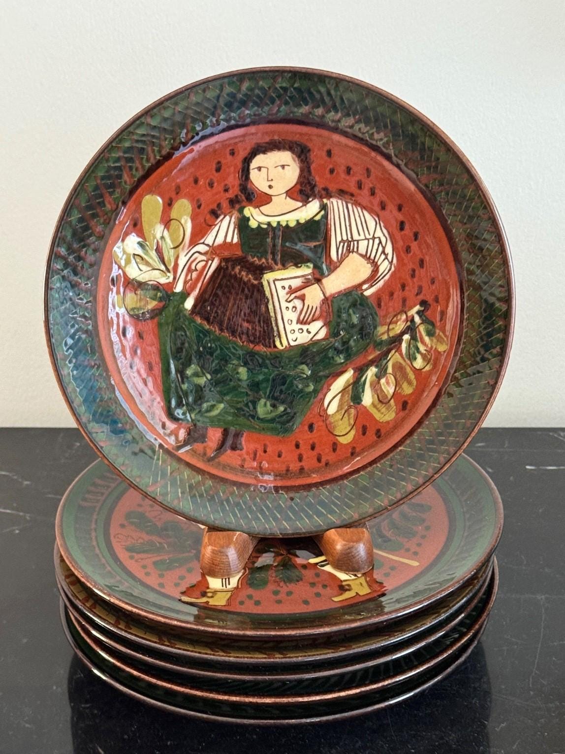 スイス　Schneider工房　ハンドペイント　ヴィンテージ大皿　レアサイズ Schneider Steffisburg - Etsy